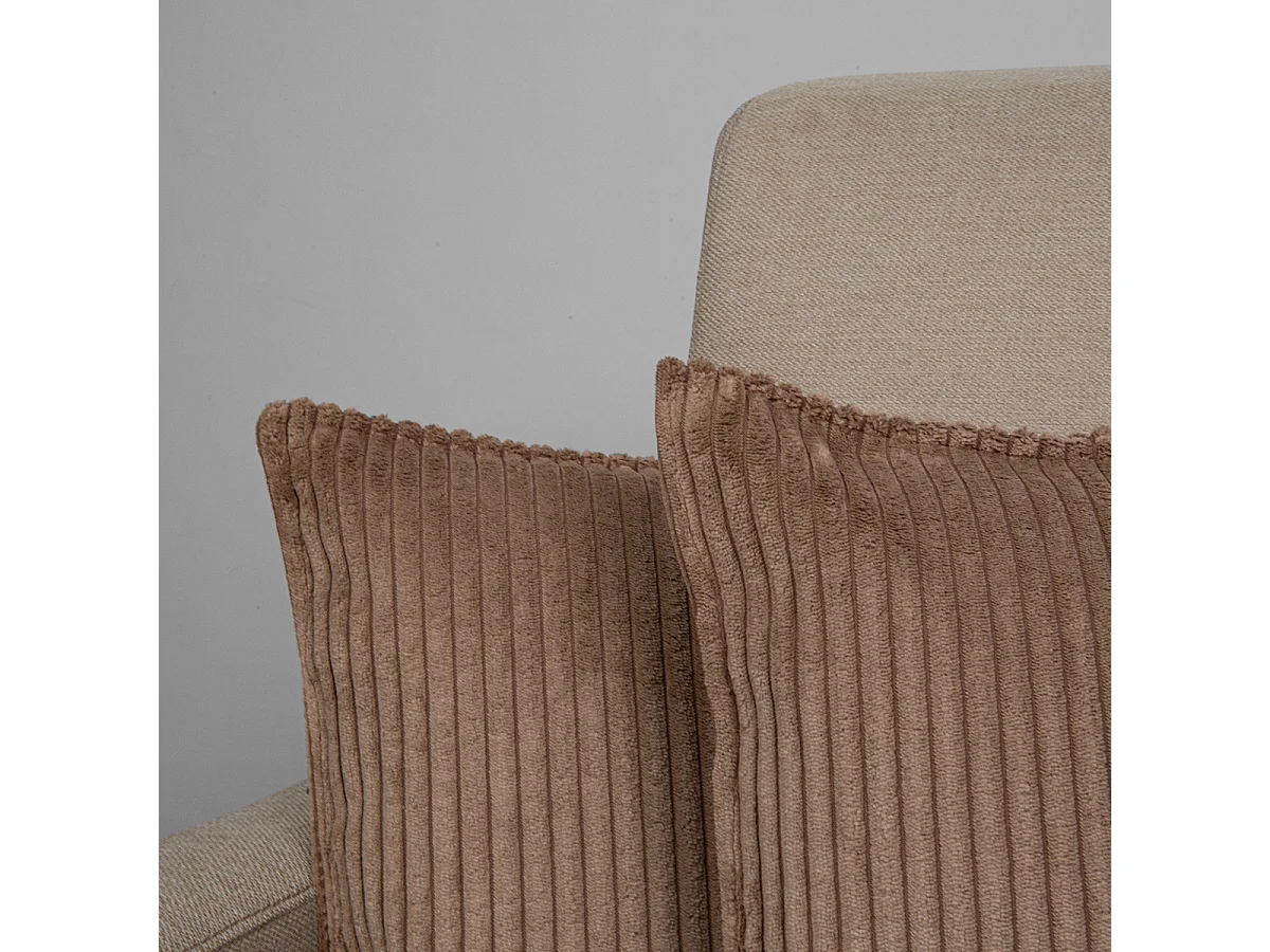 MATELAS POUR TOUS | Lot de 6 coussins velours côtelé MALO | Marron