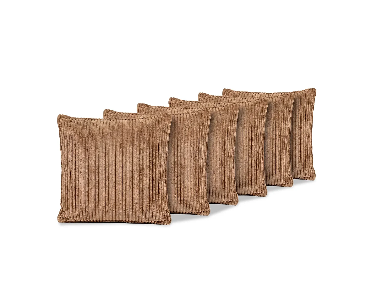 Lot de 6 coussins velours côtelé MALO 40x40cm - Marron
