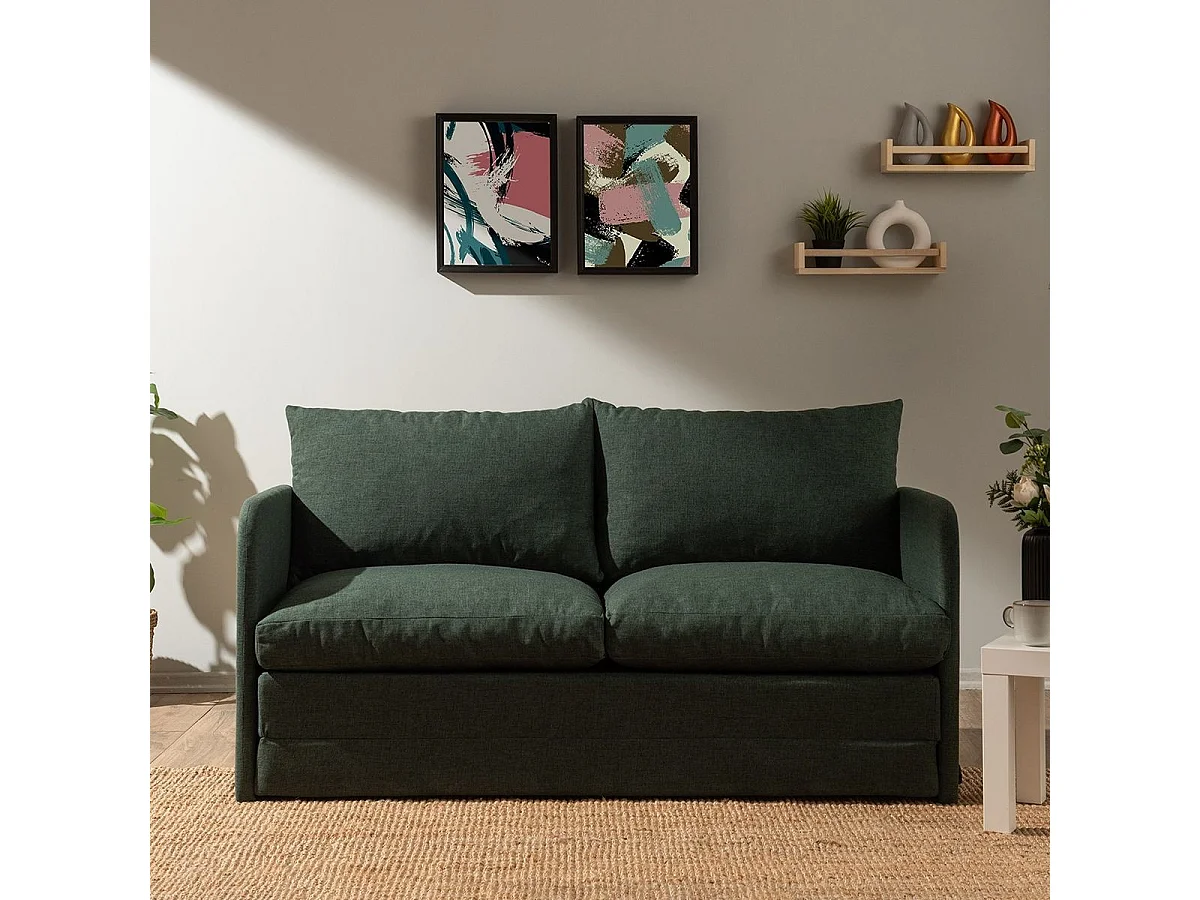 Canapé convertible 2,5 places en lin vert - Luz