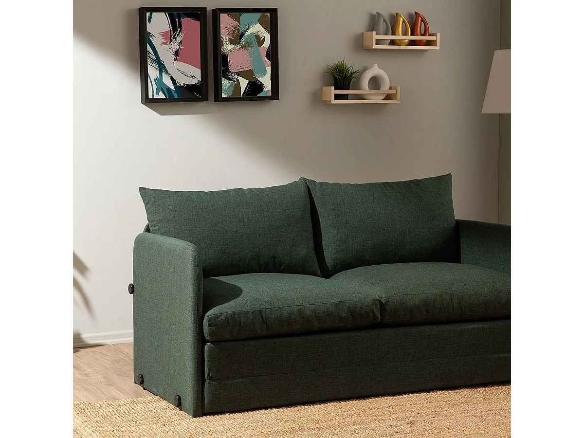 Canapé convertible 2,5 places en lin vert - Luz