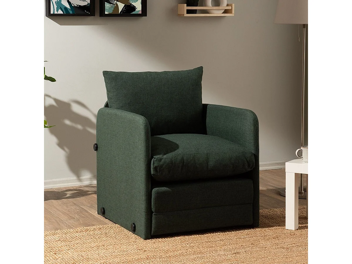Fauteuil convertible en lin vert - Luz