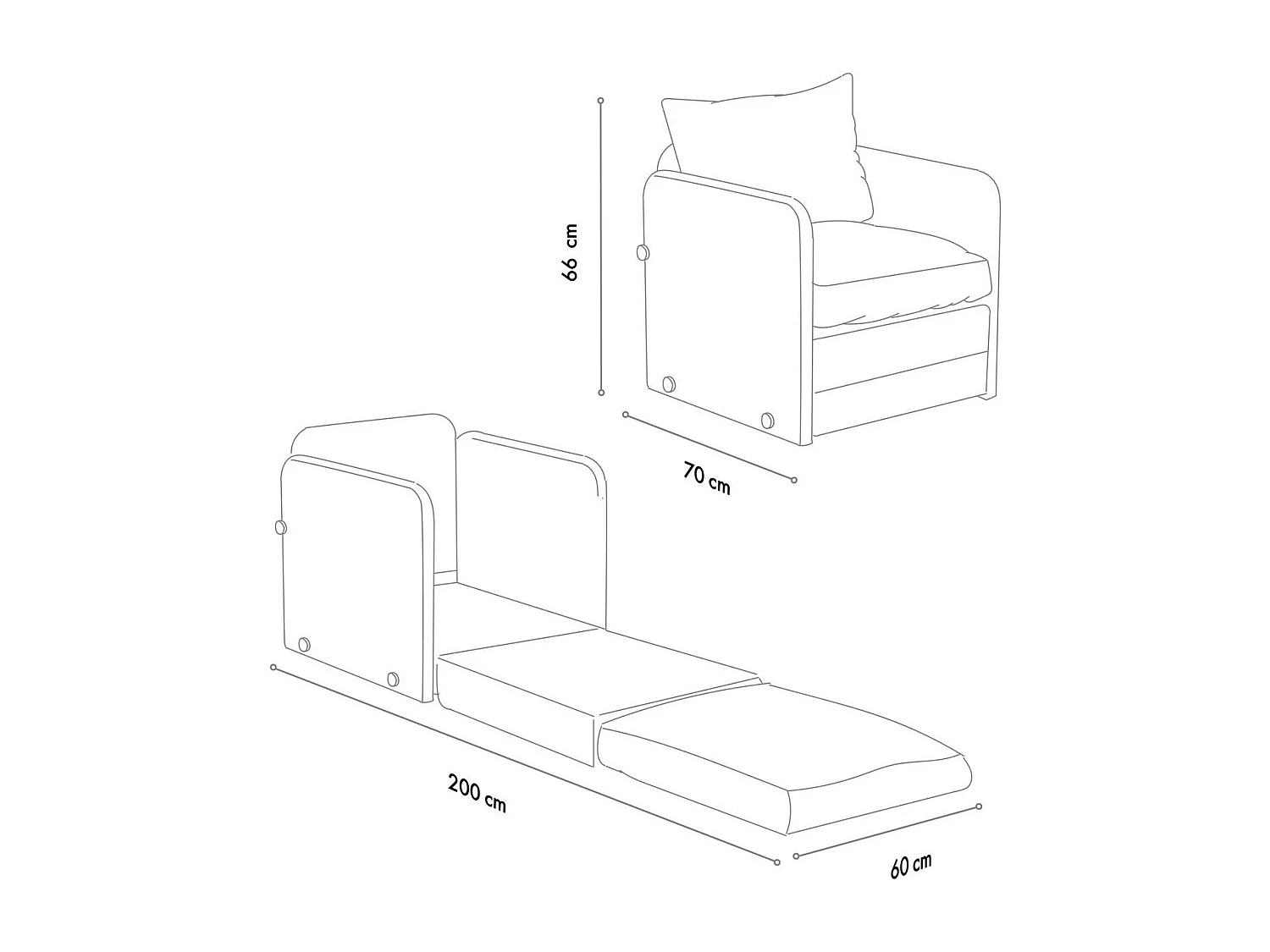 Fauteuil convertible en lin vert - Luz