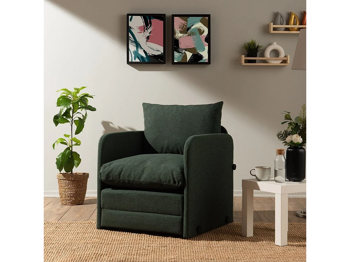 Fauteuil convertible en lin vert - Luz