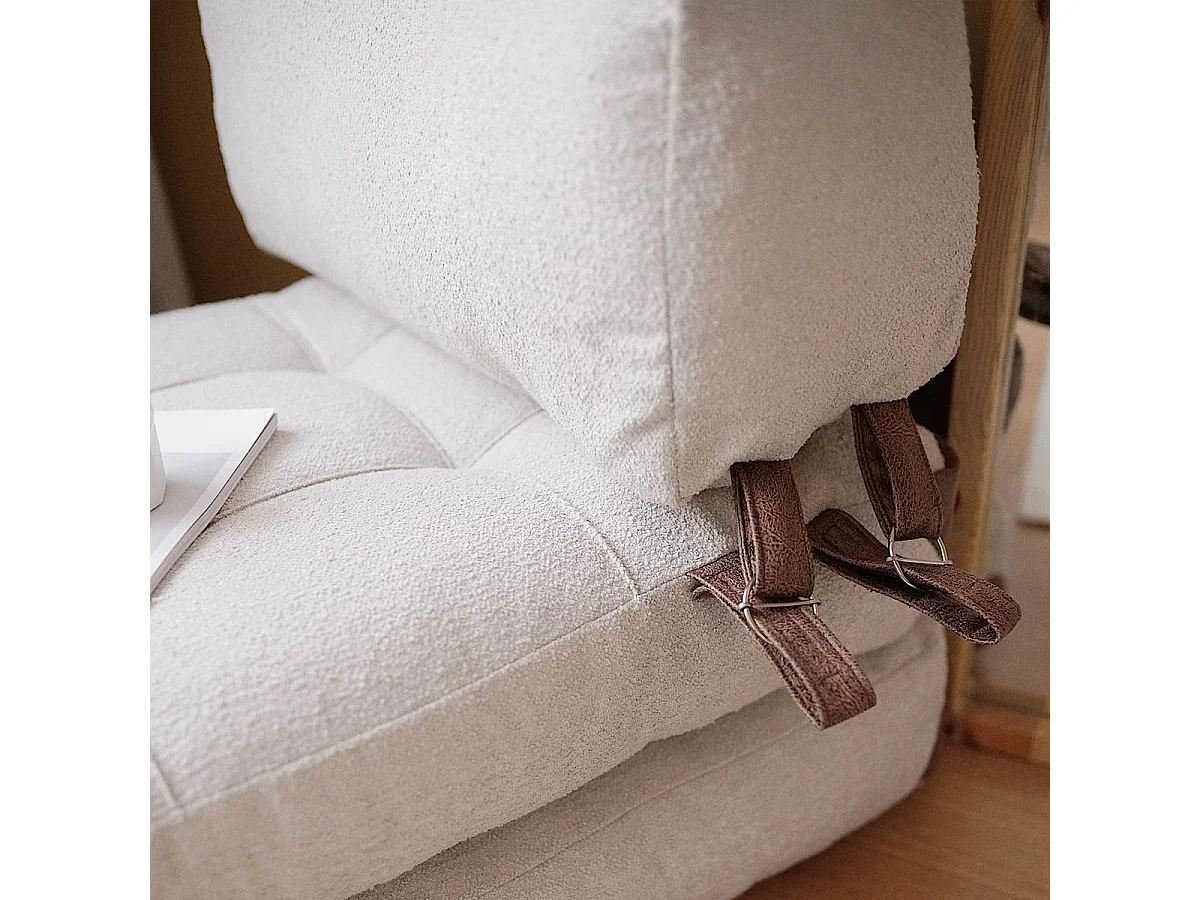 Chauffeuse convertible en tissu teddy beige - Lucho