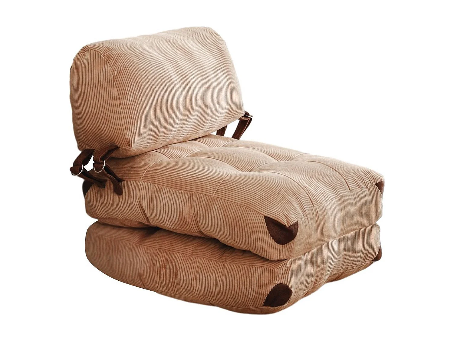 Chauffeuse convertible en velours côtelé camel - Lucho