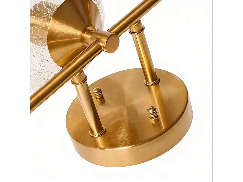 Applique Murale Moderne Dorée Salle de Bain 2 lots, 3 Lumières avec Abat-jour en Verre Crackle avec Douille E27 et Ampoules Incluses, 43cm