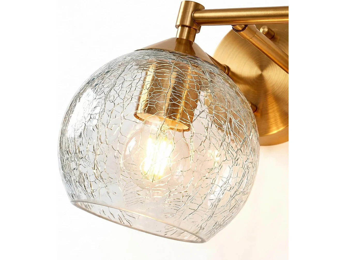 Applique Murale Moderne Dorée Salle de Bain 2 lots, 3 Lumières avec Abat-jour en Verre Crackle avec Douille E27 et Ampoules Incluses, 43cm