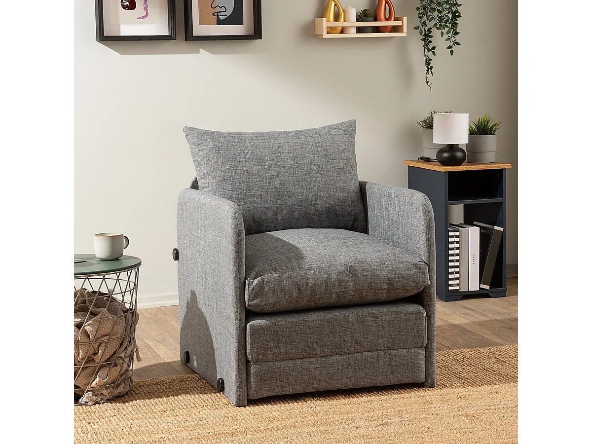 Fauteuil convertible en lin gris clair - Luz
