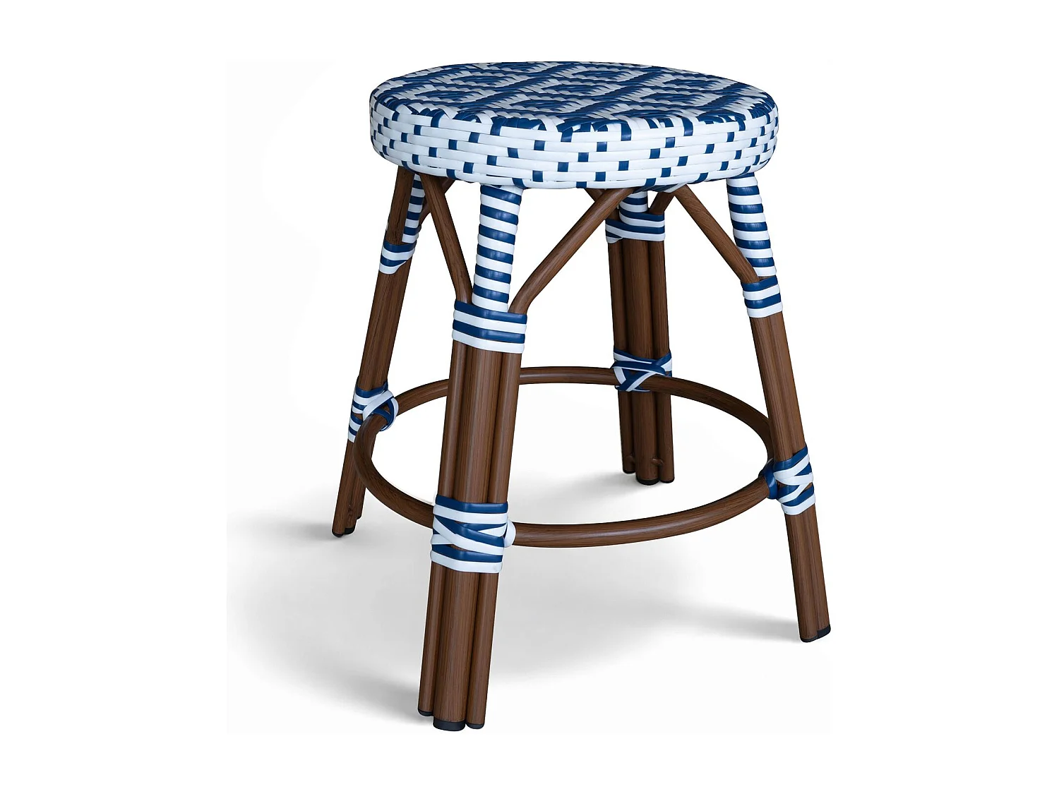 Now's Home - Tabouret Tressé Bleu Alu Aspect Rotin 40x40x50cm Scala