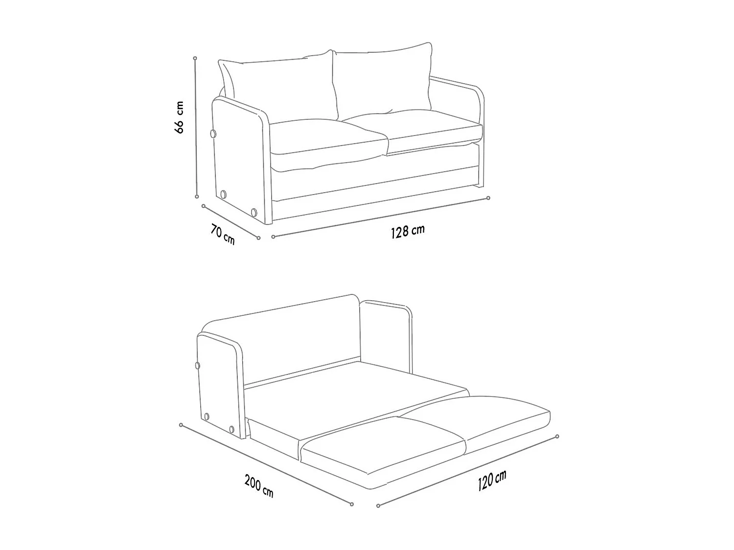 Canapé convertible 2 places en tissu beige - Luz