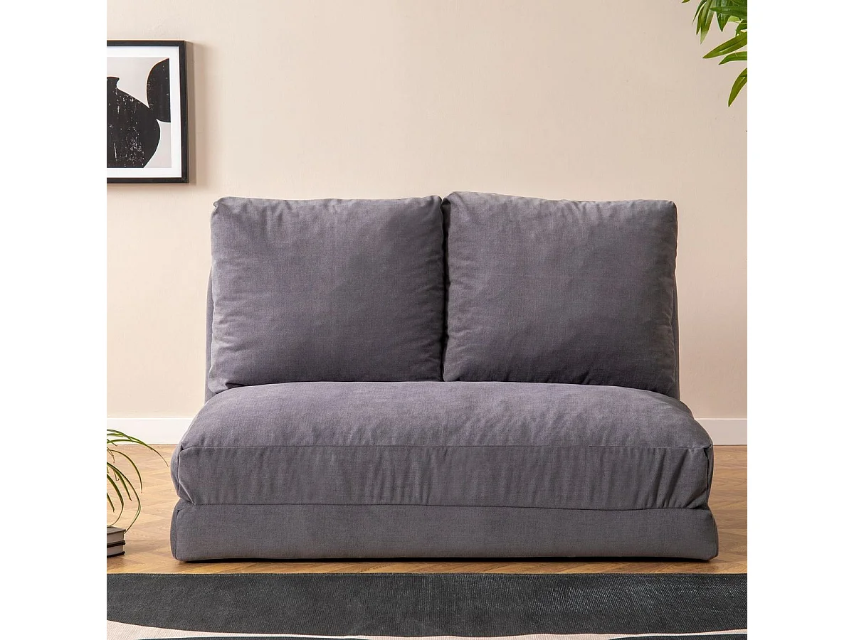 Canapé compressé convertible 2 places en tissu gris - Vico