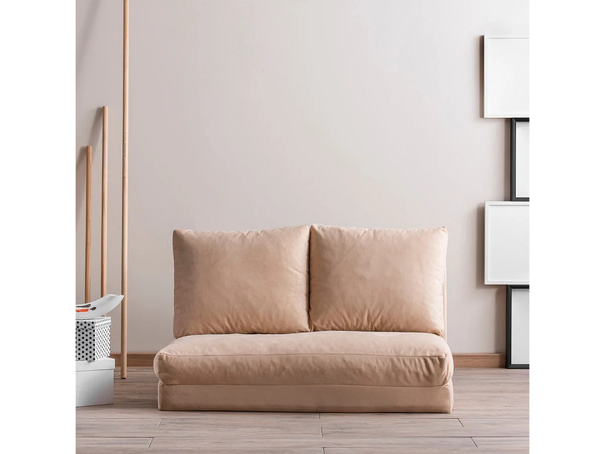 Canapé compressé convertible 2 places en tissu beige - Vico