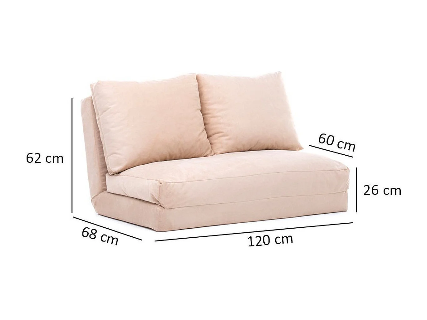 Canapé compressé convertible 2 places en tissu beige - Vico