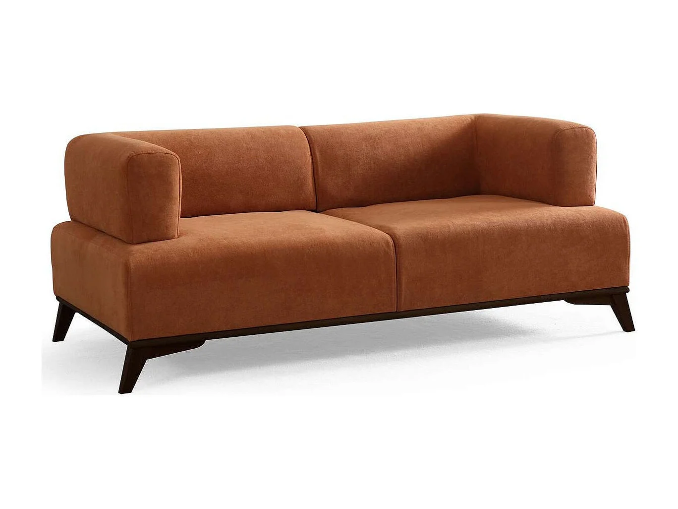 Canapé droit 2 places en tissu rouille, piètement noir - Tano