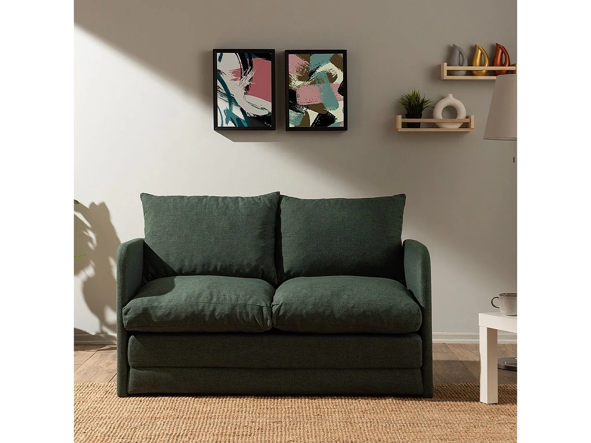 Canapé convertible 2 places en lin vert - Luz