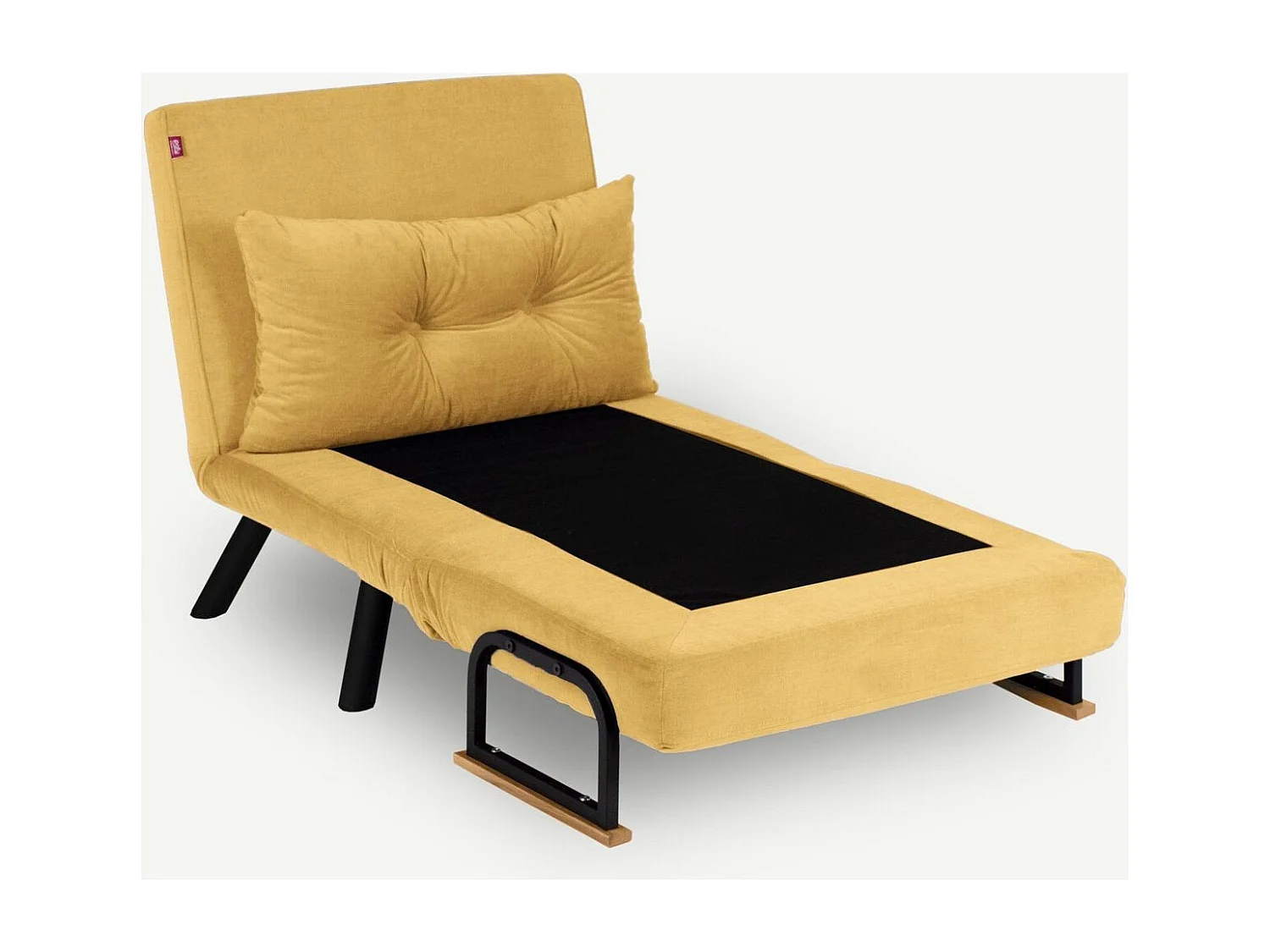 Fauteuil convertible avec dossier réglable en tissu jaune moutarde - Enea