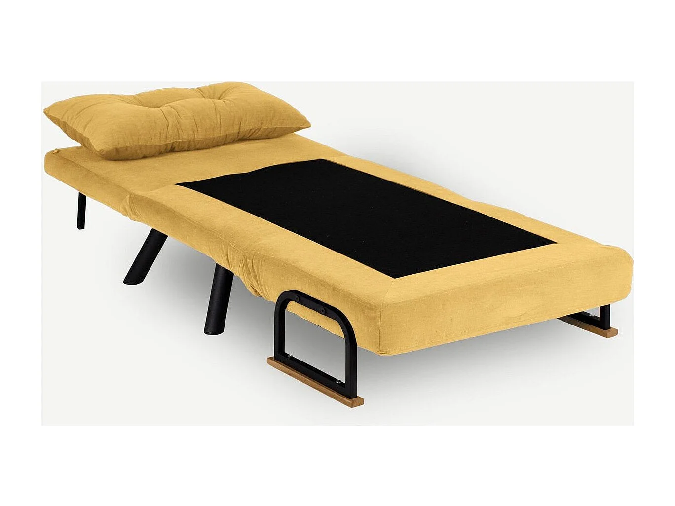 Fauteuil convertible avec dossier réglable en tissu jaune moutarde - Enea