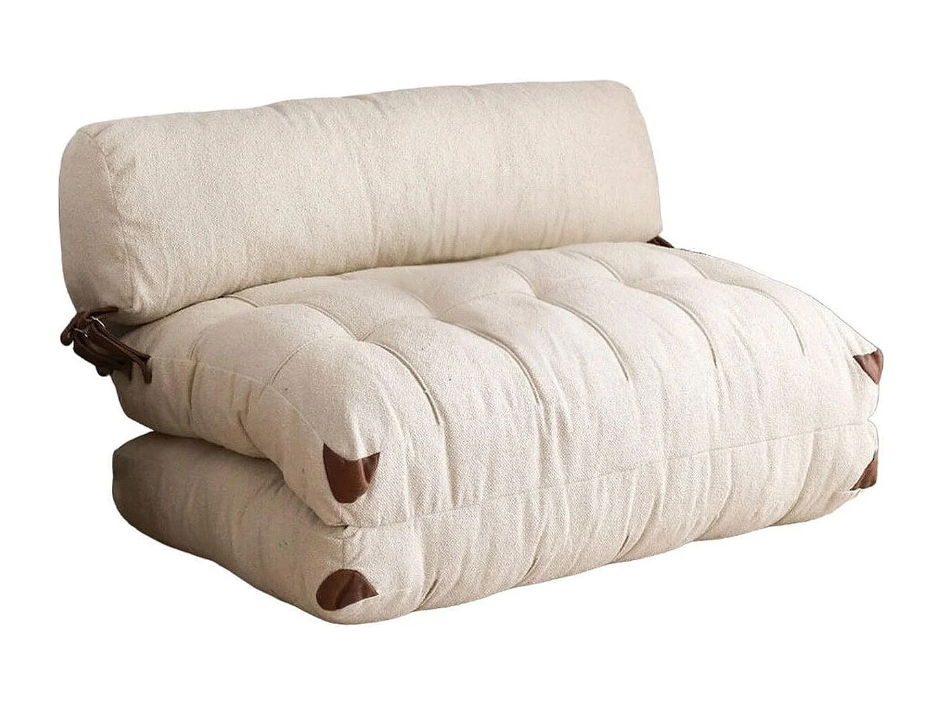Chauffeuse convertible 2 places en tissu teddy beige - Lucho