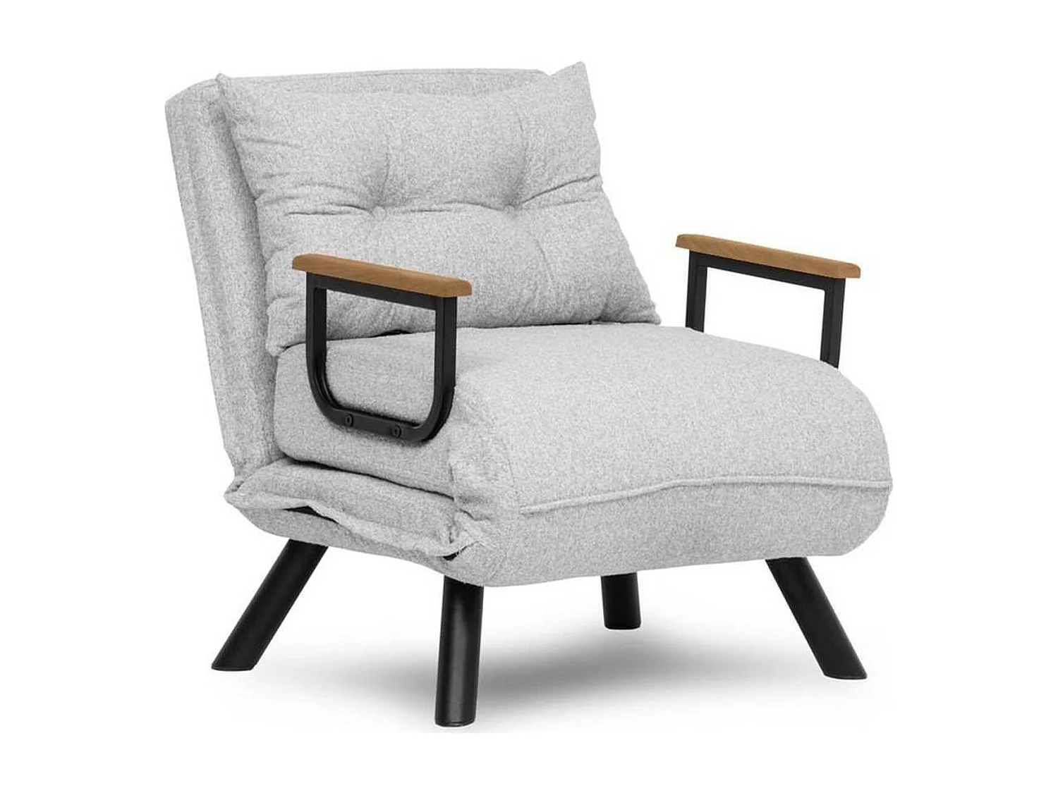 Fauteuil convertible avec dossier réglable en tissu teddy gris - Enea