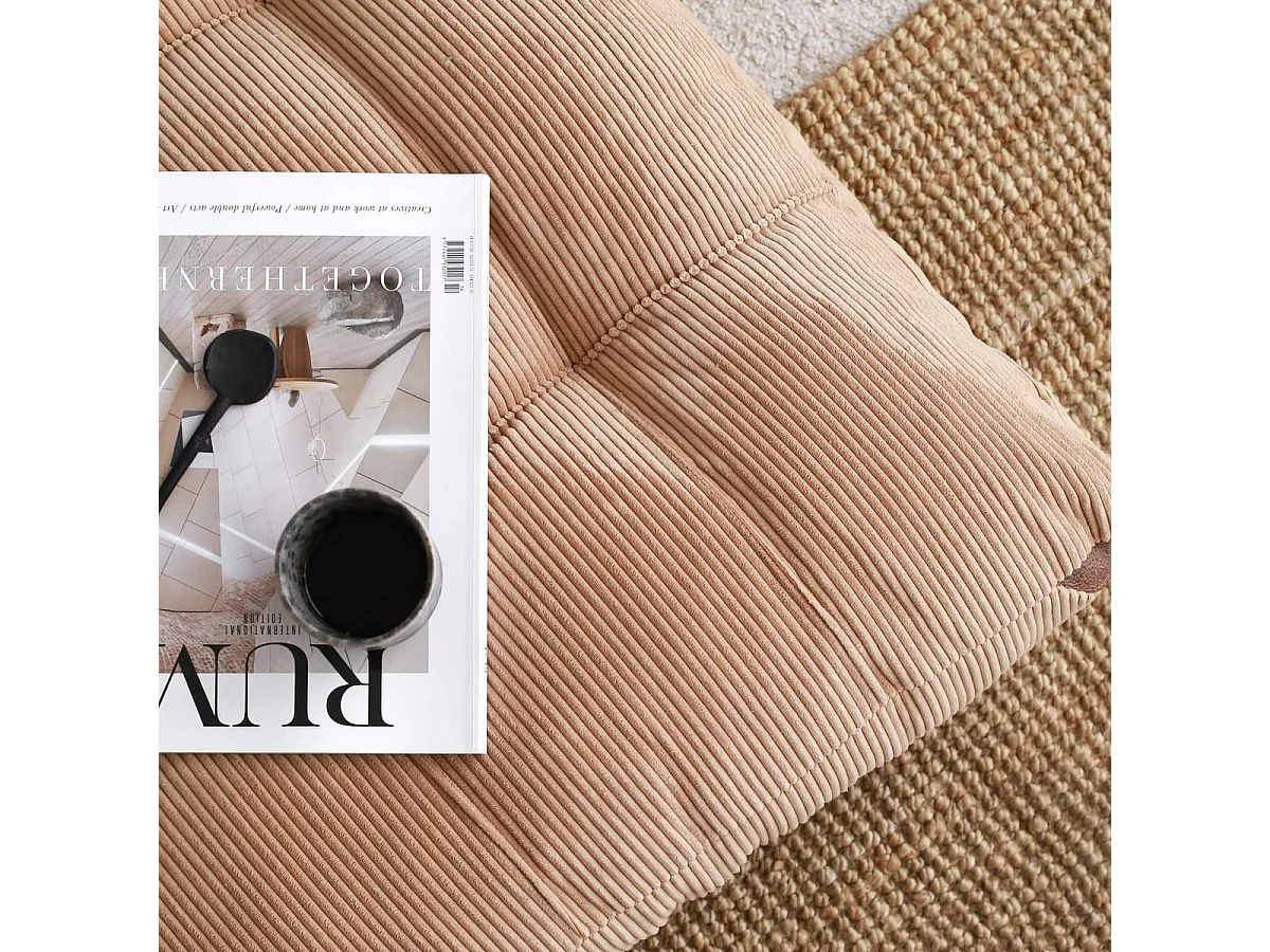 Chauffeuse convertible 2 places en velours côtelé camel - Lucho