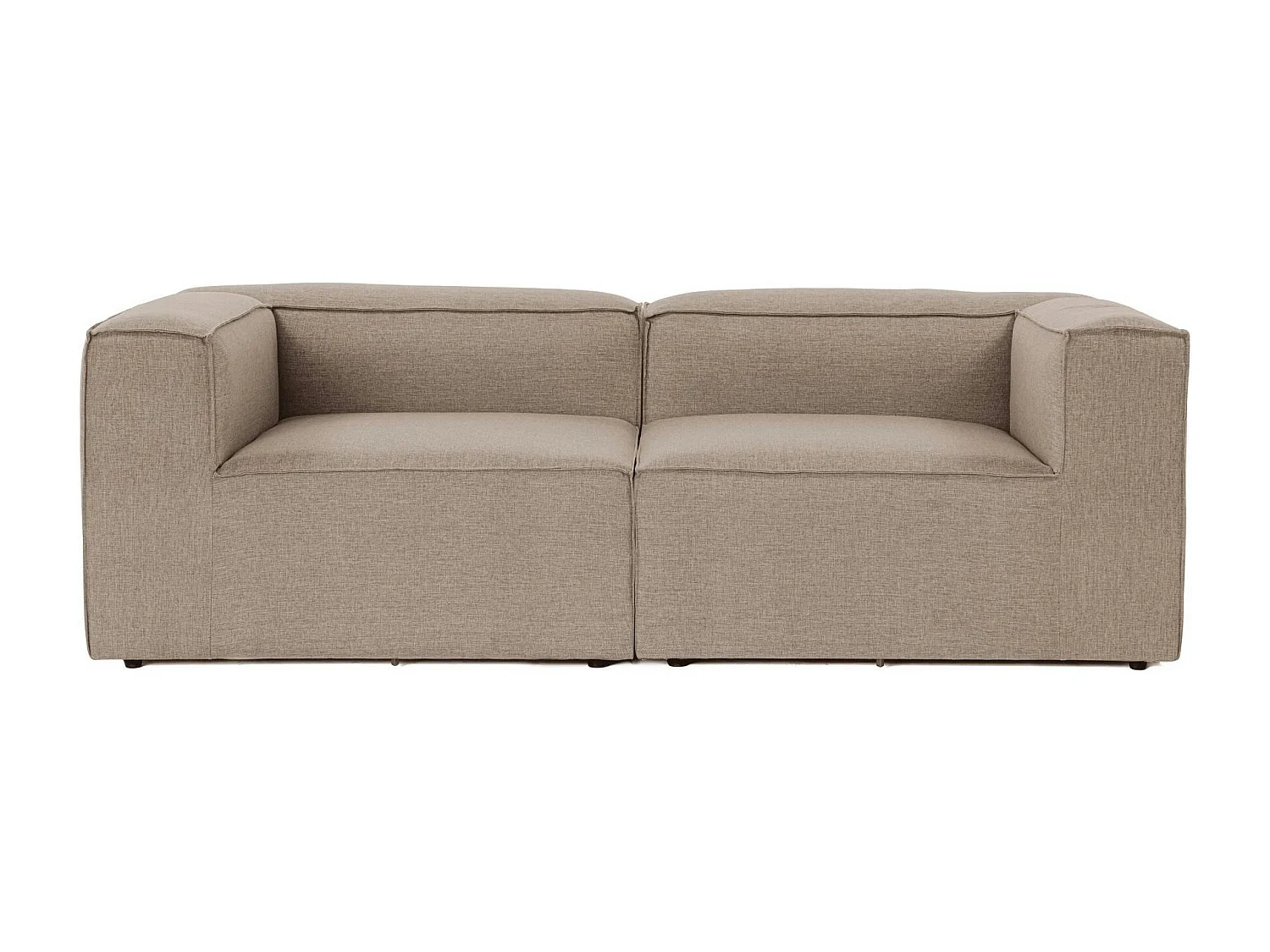 Canapé 2 places lin taupe, accoudoirs carrés SPELLO