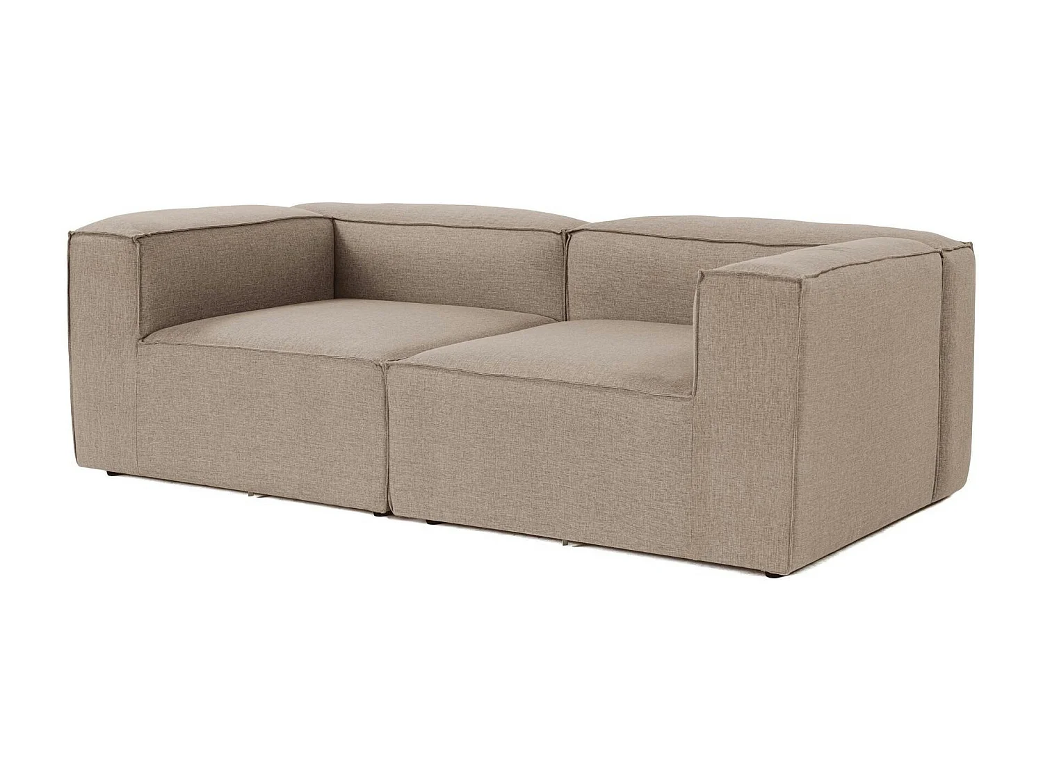 Canapé 2 places lin taupe, accoudoirs carrés SPELLO