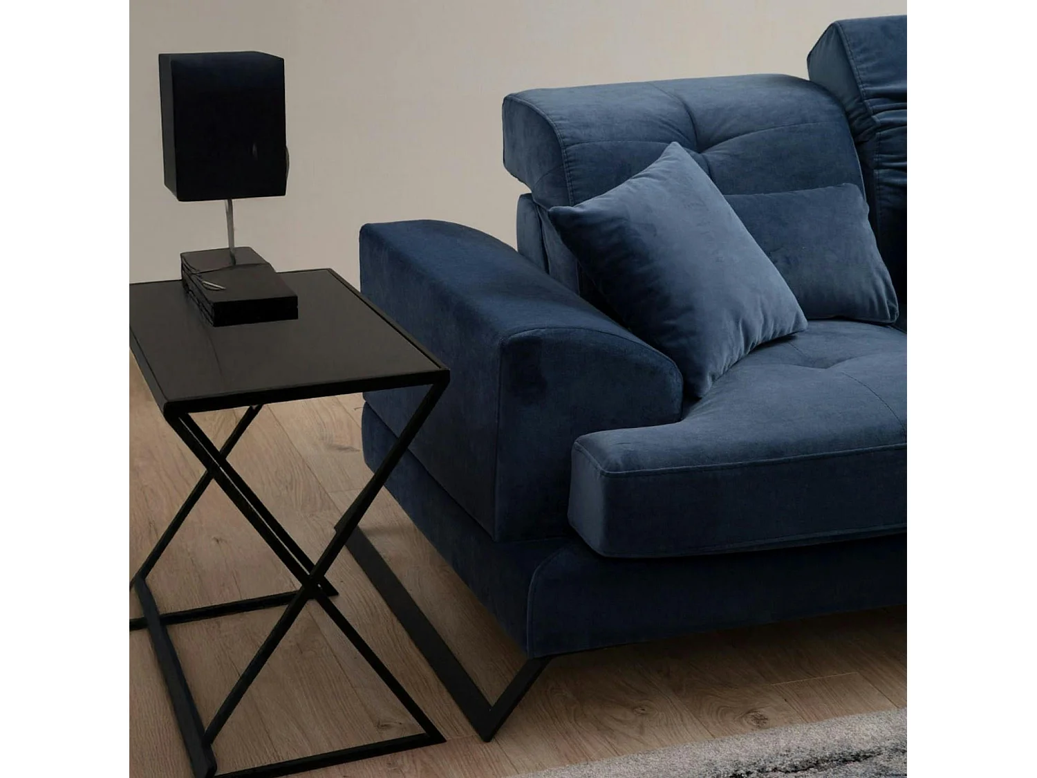 Canapé 2 places bleu avec dossier inclinable MILO