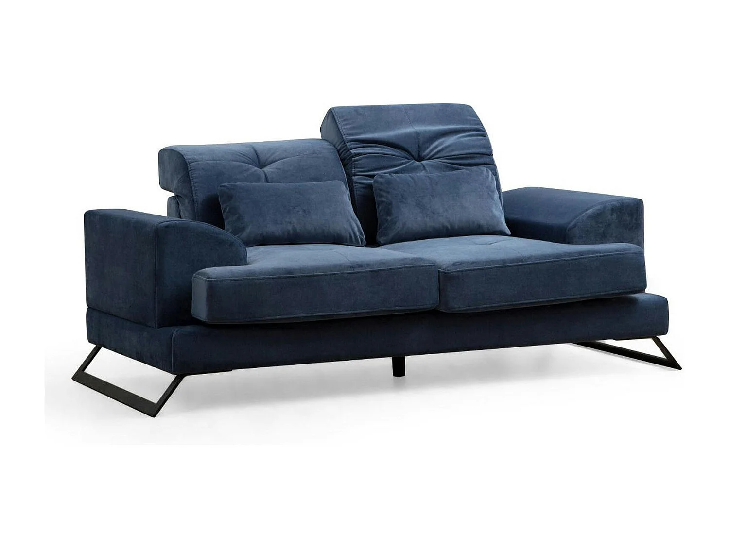 Canapé 2 places bleu avec dossier inclinable MILO