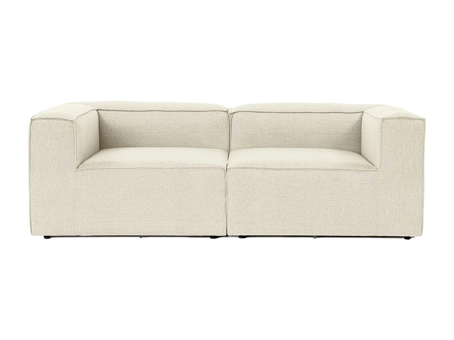 Canapé 2 places lin écru, accoudoirs carrés SPELLO