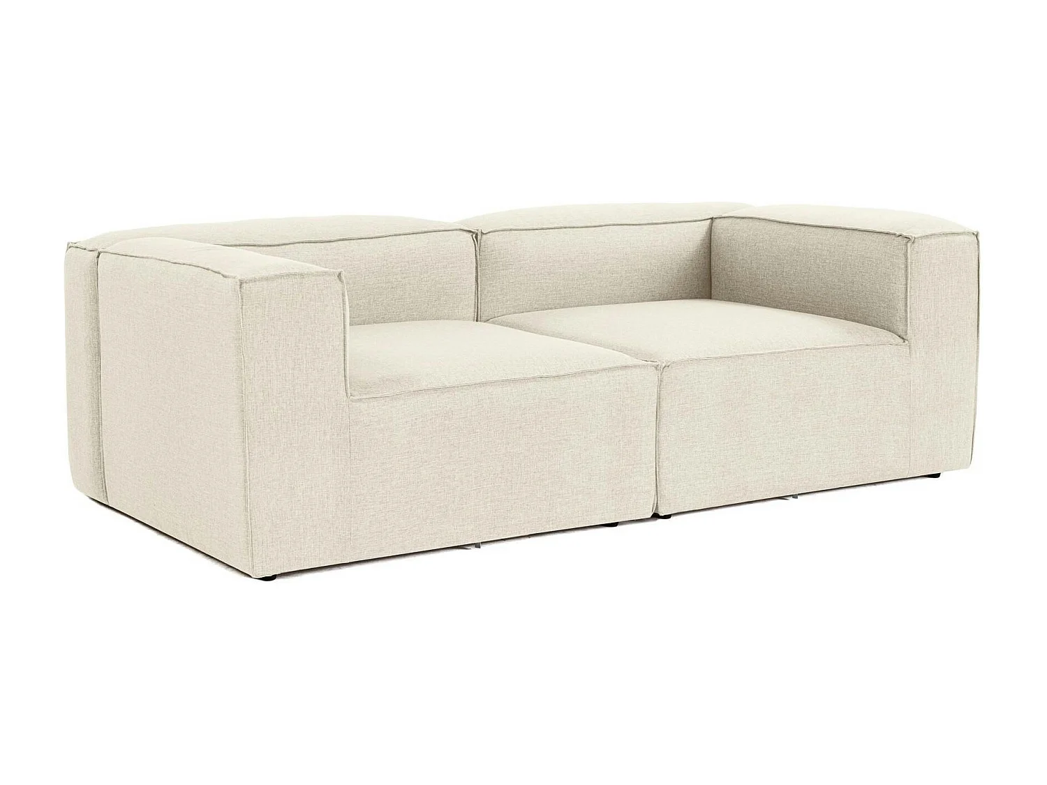 Canapé 2 places lin écru, accoudoirs carrés SPELLO