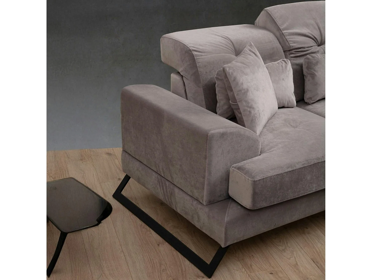 Canapé 2 places gris clair avec dossier inclinable MILO