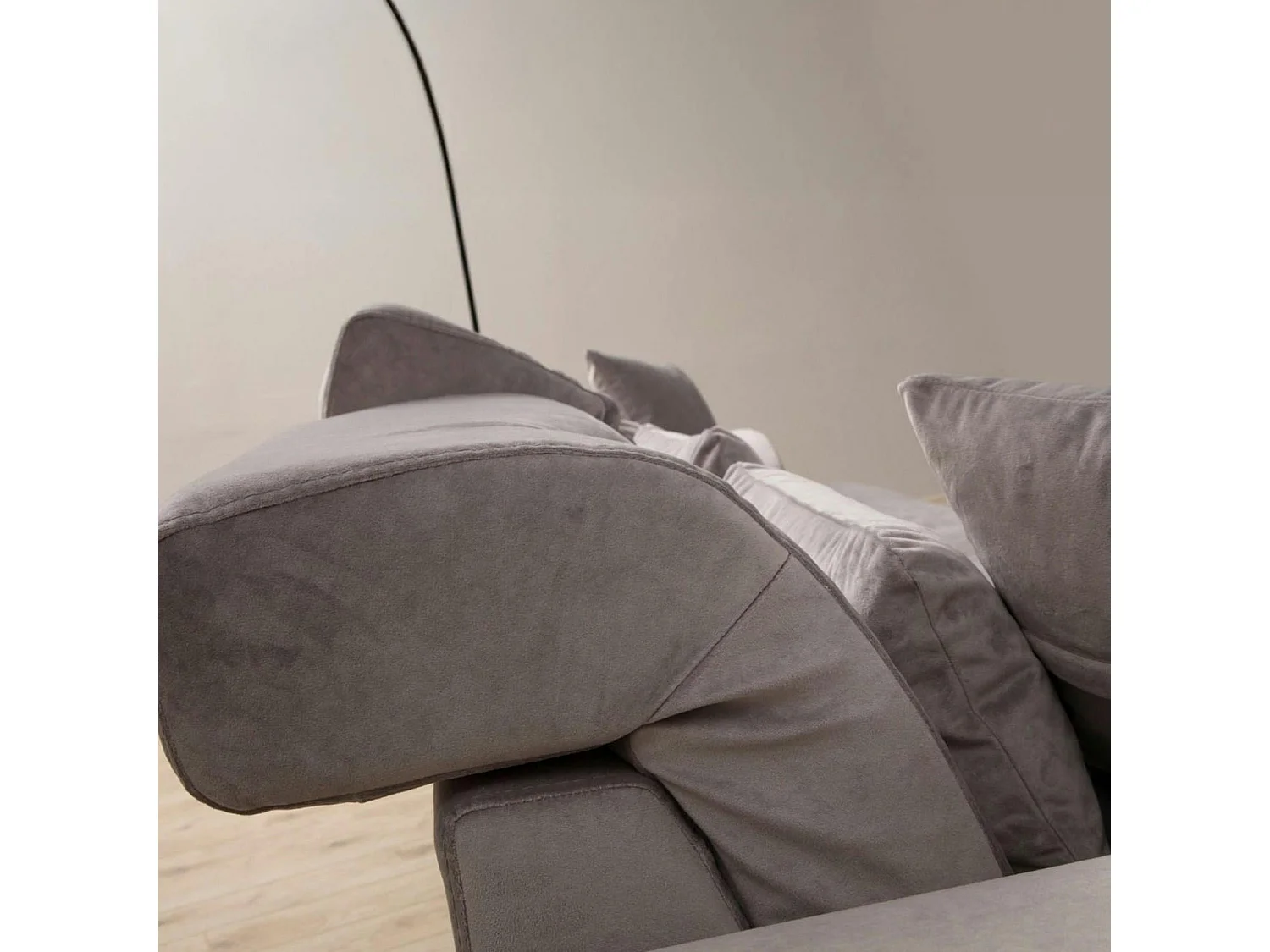 Canapé 2 places gris clair avec dossier inclinable MILO