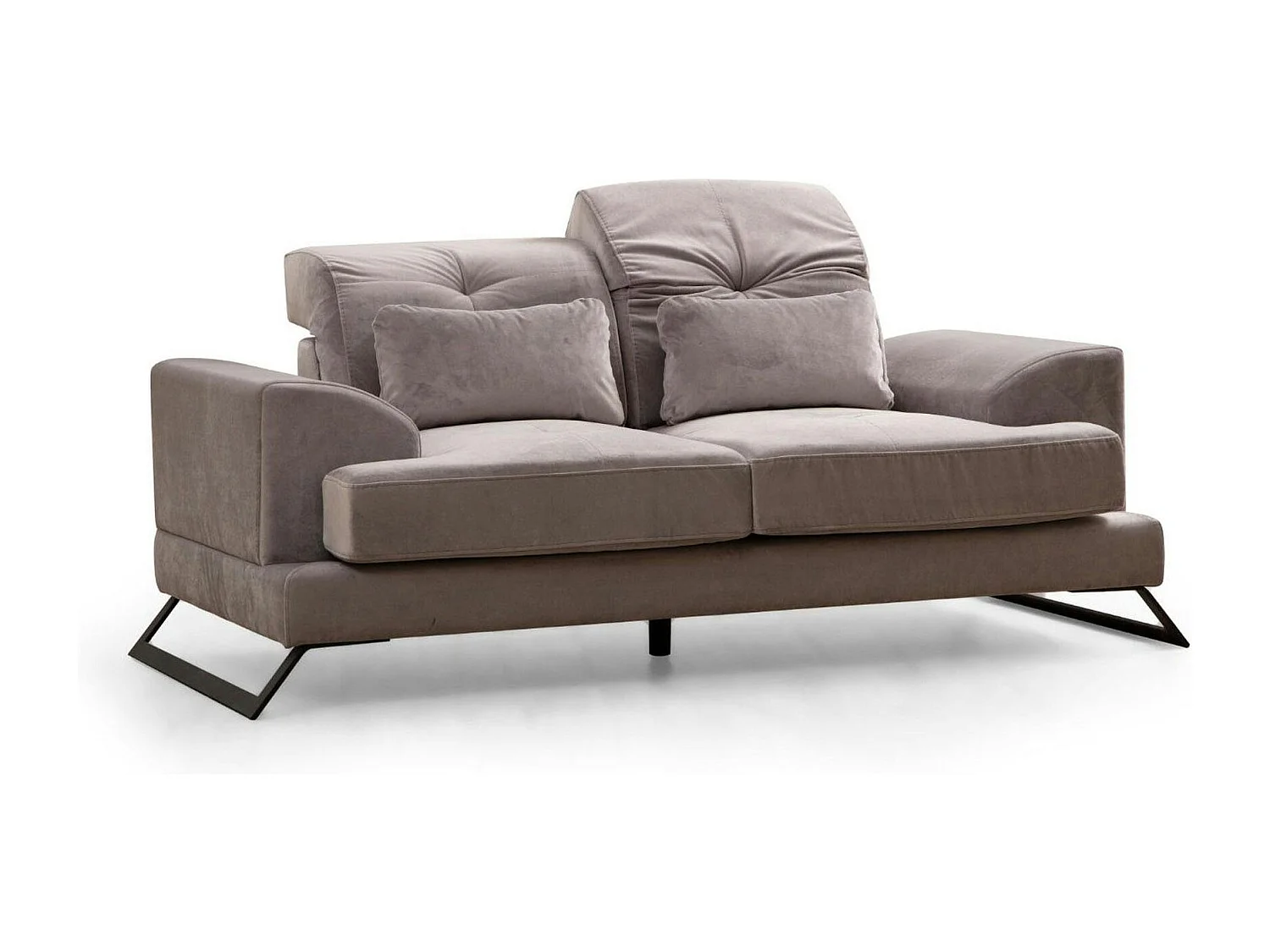 Canapé 2 places gris clair avec dossier inclinable MILO