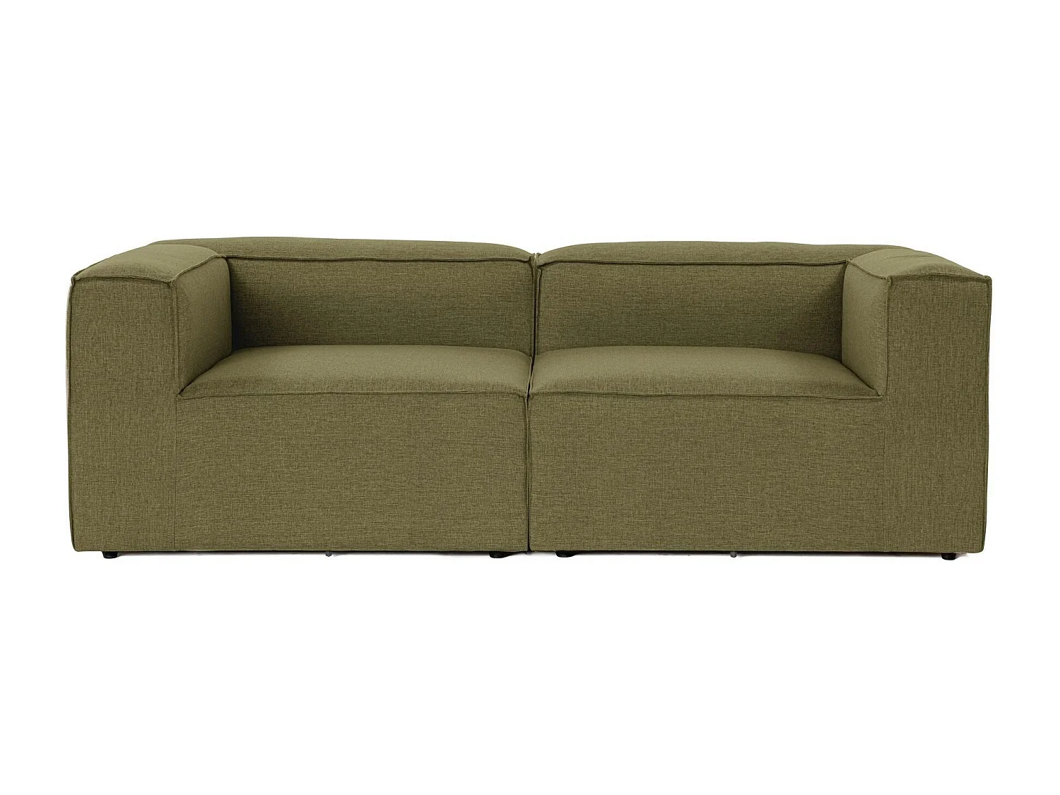 Canapé 2 places lin vert, accoudoirs carrés SPELLO