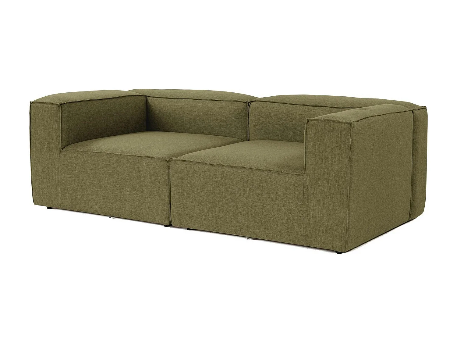 Canapé 2 places lin vert, accoudoirs carrés SPELLO