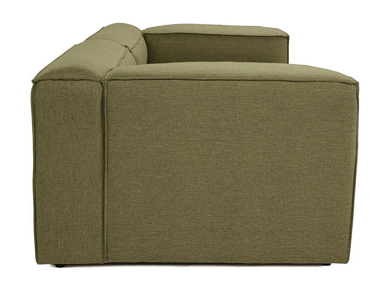 Canapé 2 places lin vert, accoudoirs carrés SPELLO