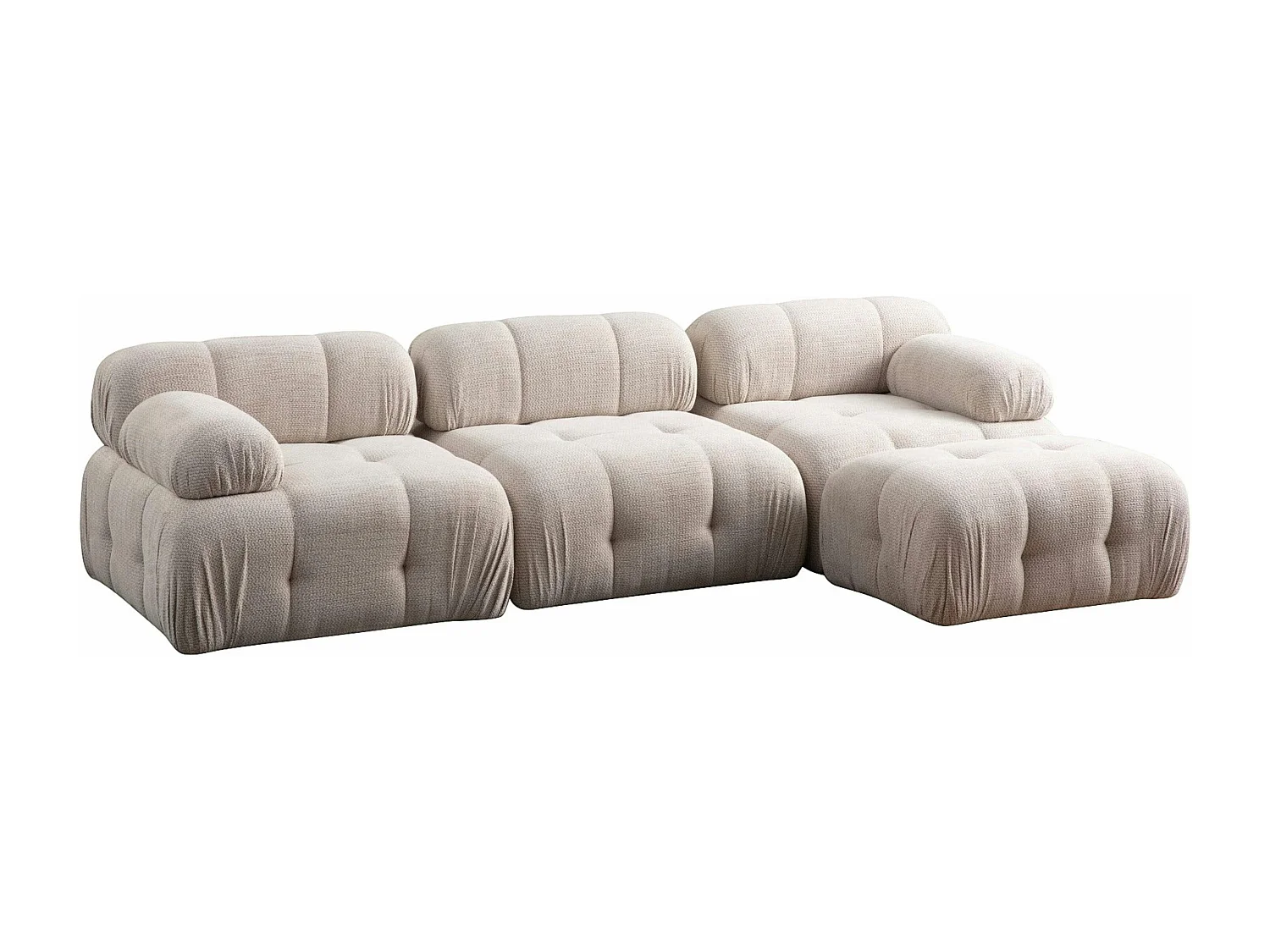 Canapé 3 places écru 290 cm, avec repose-pieds ICA