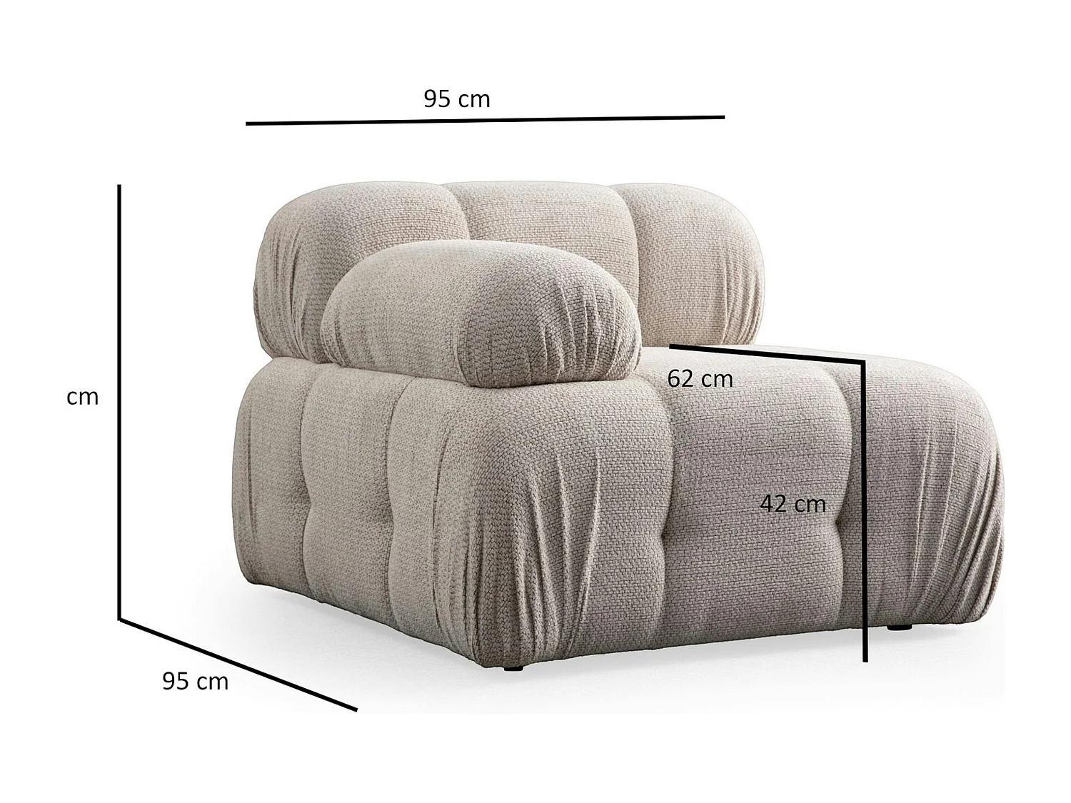 Canapé 3 places écru 290 cm, avec repose-pieds ICA