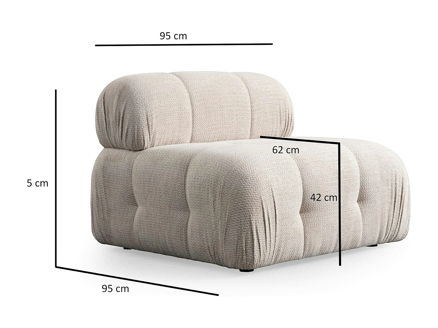 Canapé 3 places écru 290 cm, avec repose-pieds ICA