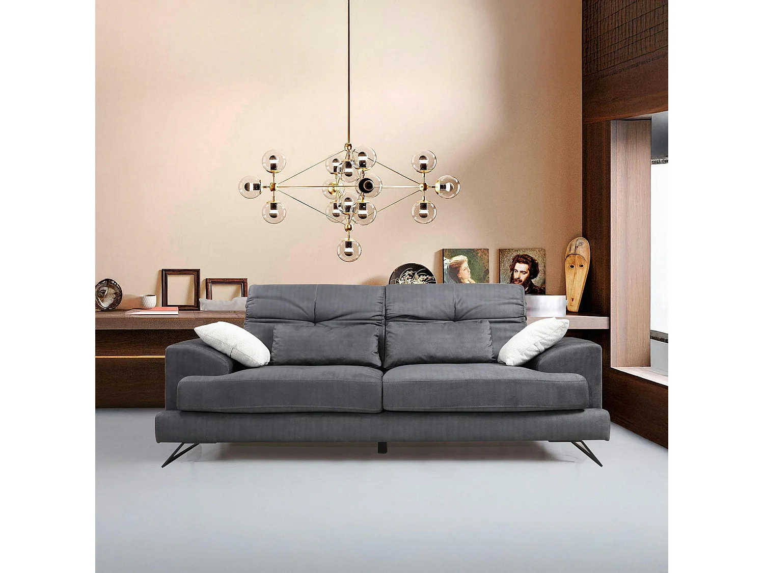 Canapé 2 places anthracite avec dossier inclinable MILO