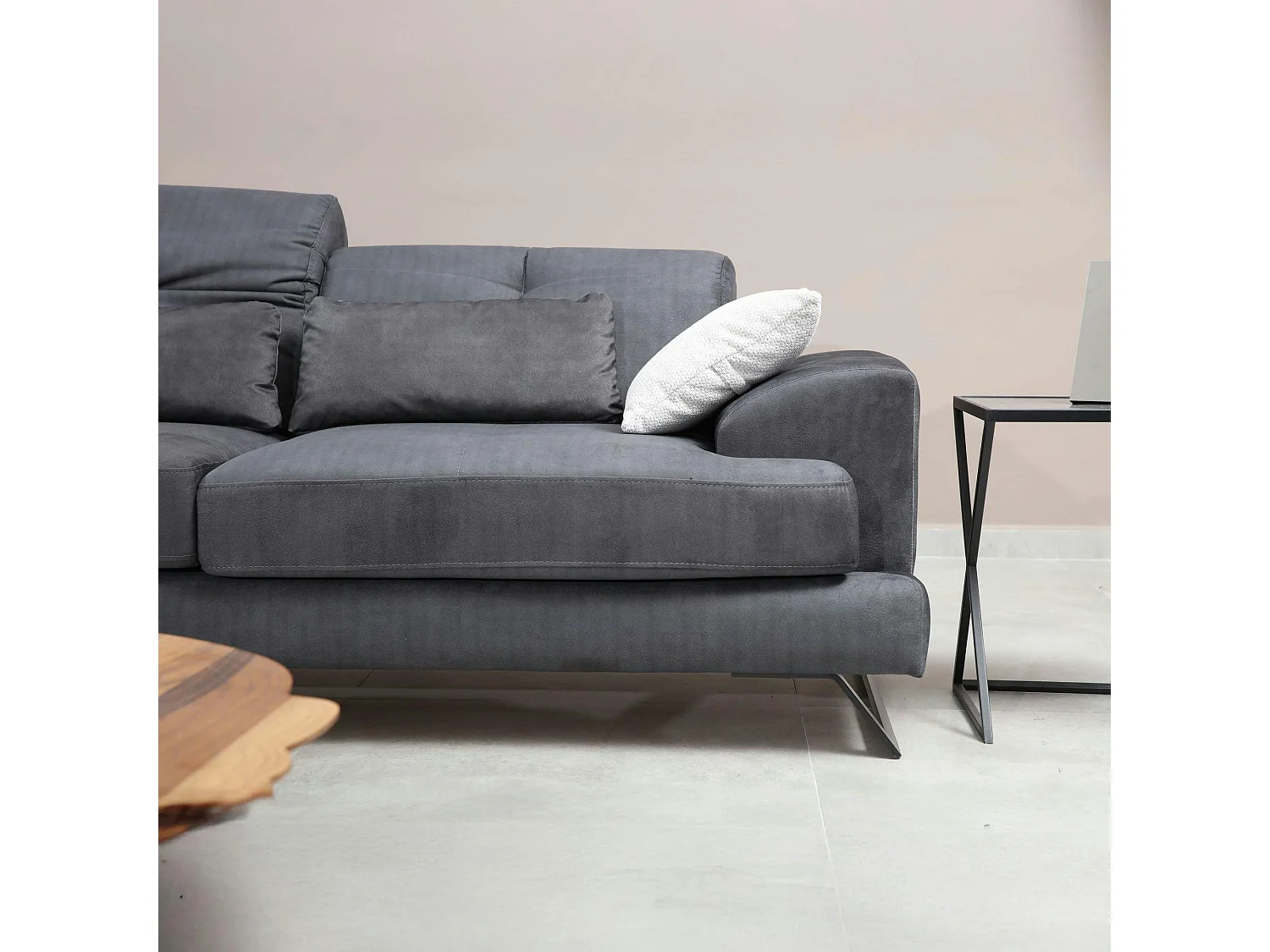 Canapé 2 places anthracite avec dossier inclinable MILO