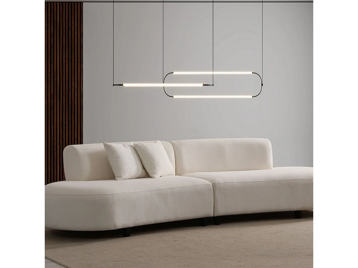 Canapé organique 5 places en tissu bouclé beige - Rafaela