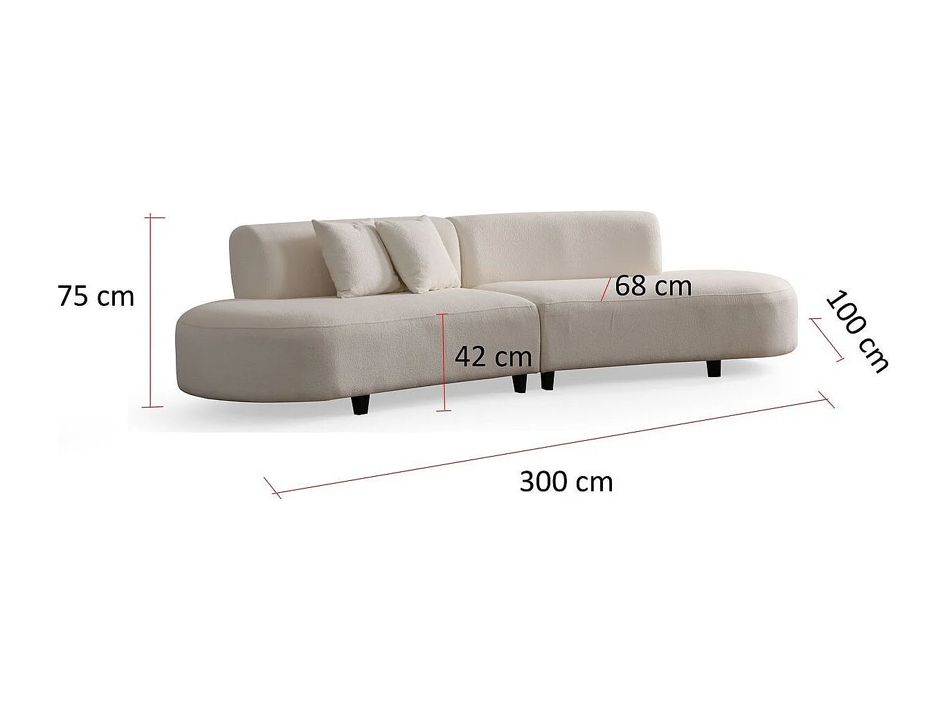 Canapé organique 5 places en tissu bouclé beige - Rafaela