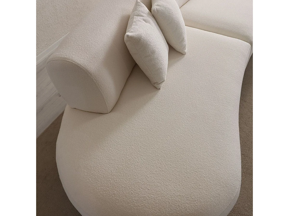 Canapé organique 5 places en tissu bouclé beige - Rafaela