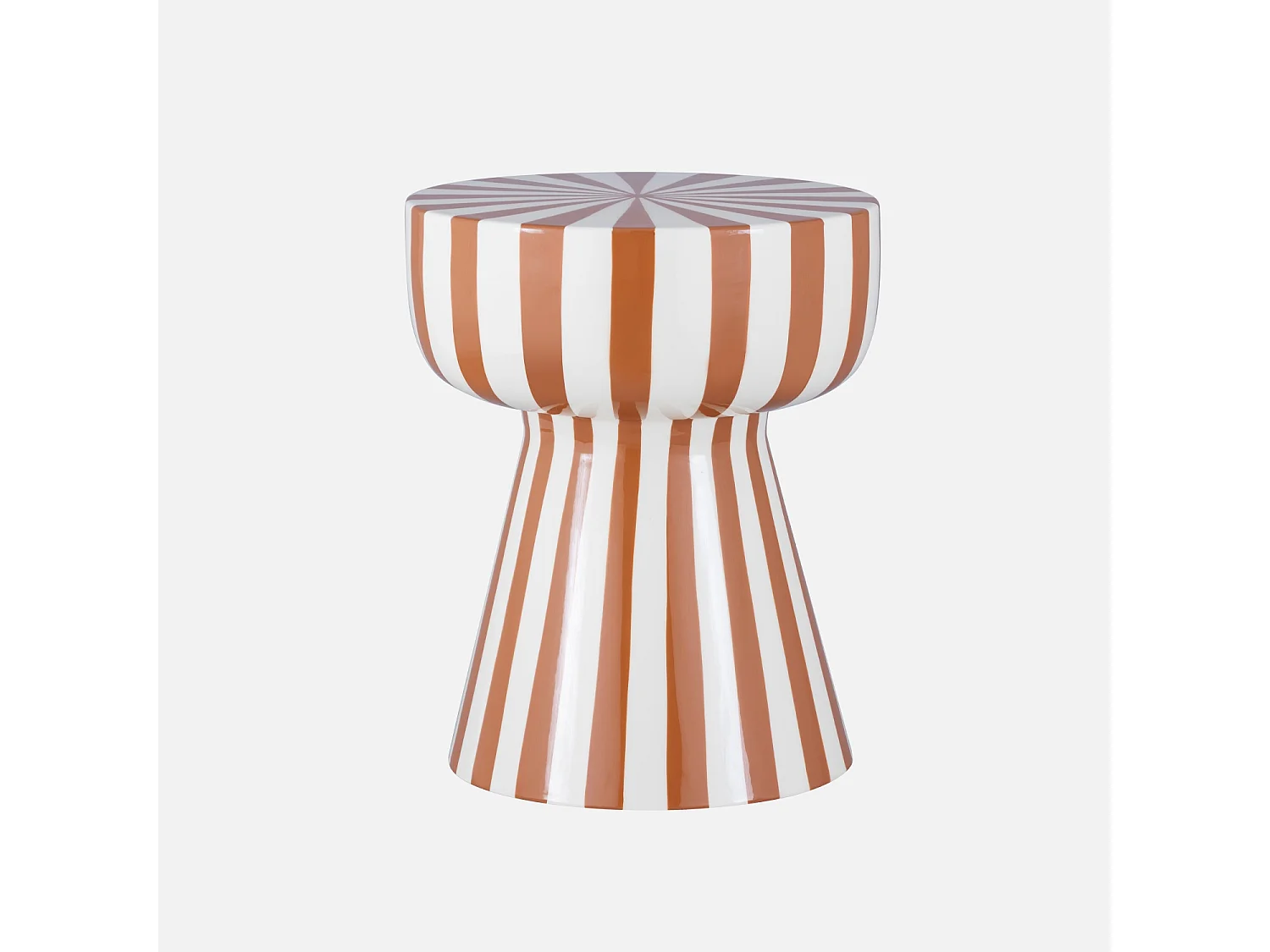 Tavolino in acciaio smaltato a righe bicolore, 41cm, terracotta