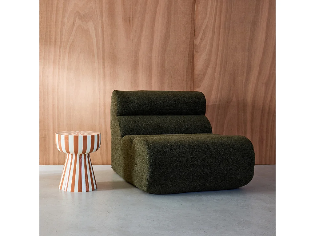 Tavolino in acciaio smaltato a righe bicolore, 41cm, terracotta