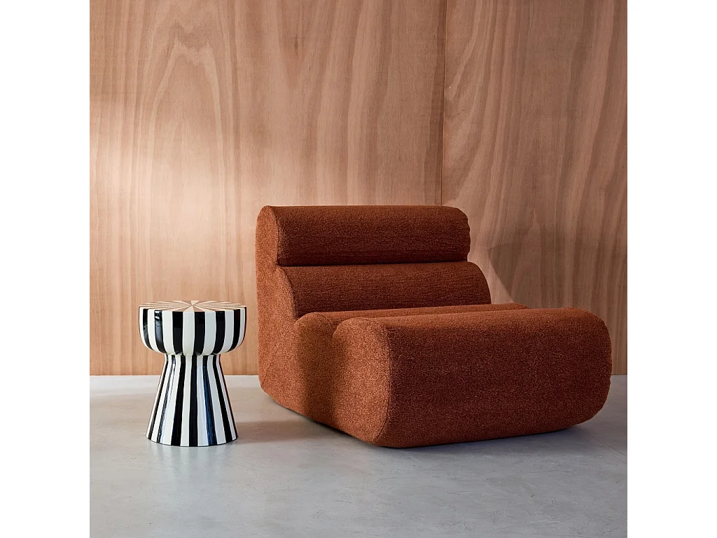 Tavolino in acciaio smaltato a righe bicolore, 41cm, nero