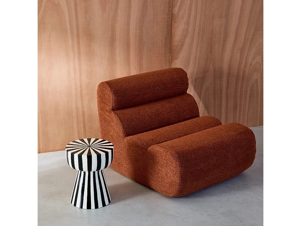 Tavolino in acciaio smaltato a righe bicolore, 41cm, nero