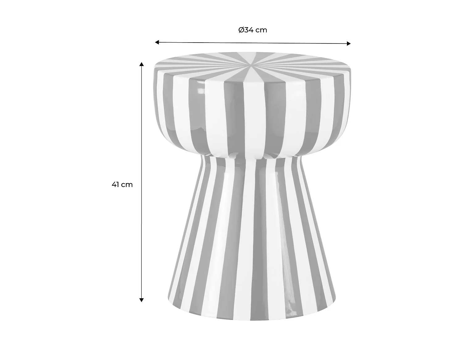 Tavolino in acciaio smaltato a righe bicolore, 41cm, nero