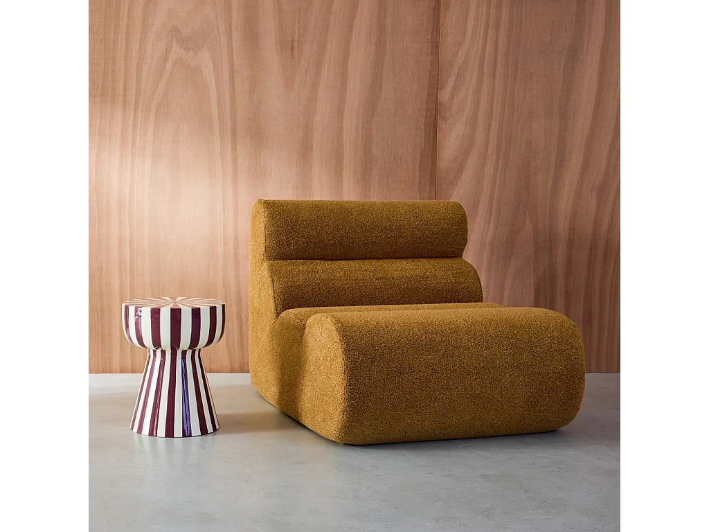 Table d'appoint. bout de canapé. table de chevet. acier émaillé rayures bicolore. violet et blanc. Ø34 x H41cm